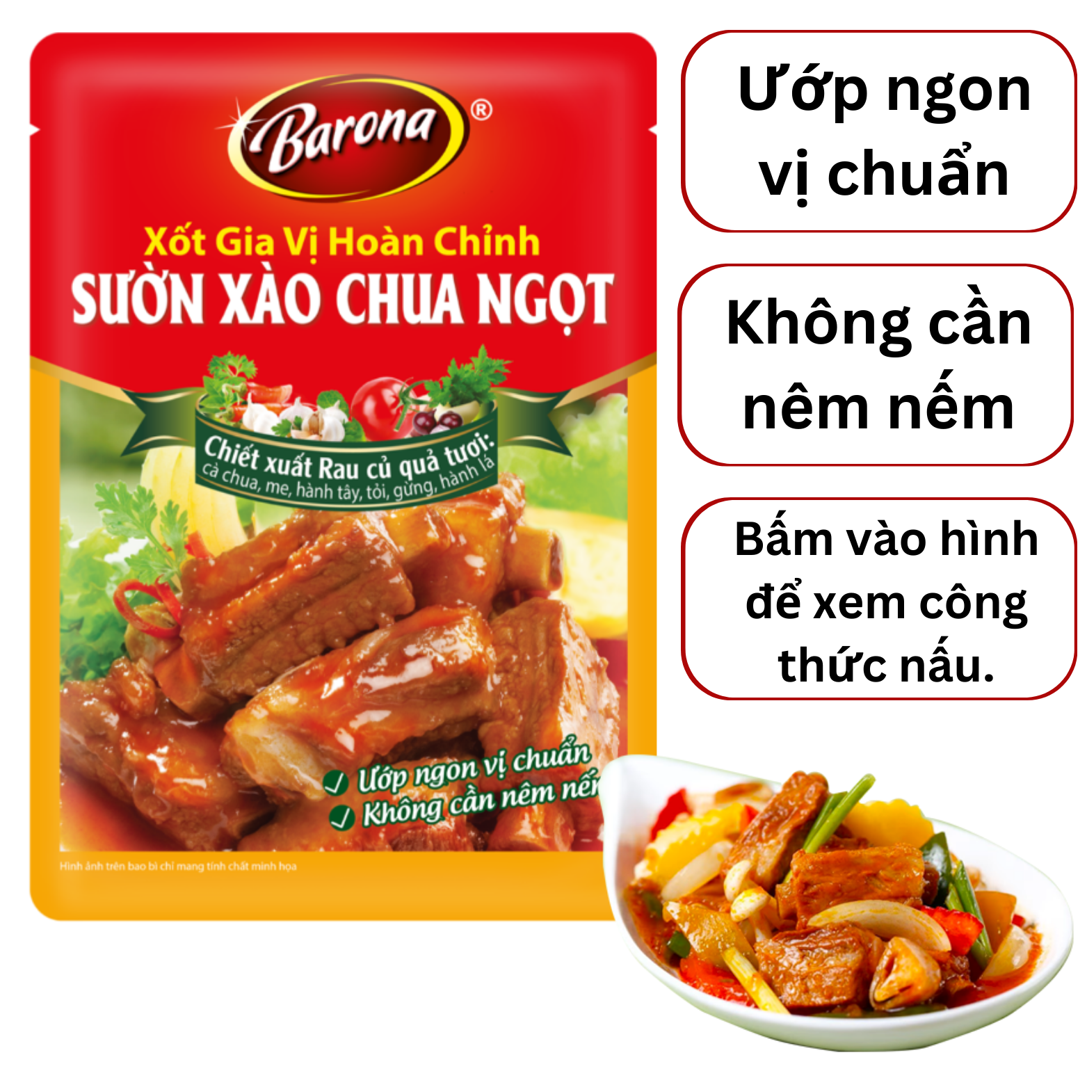 Xốt Sườn xào chua ngọt Barona 80g