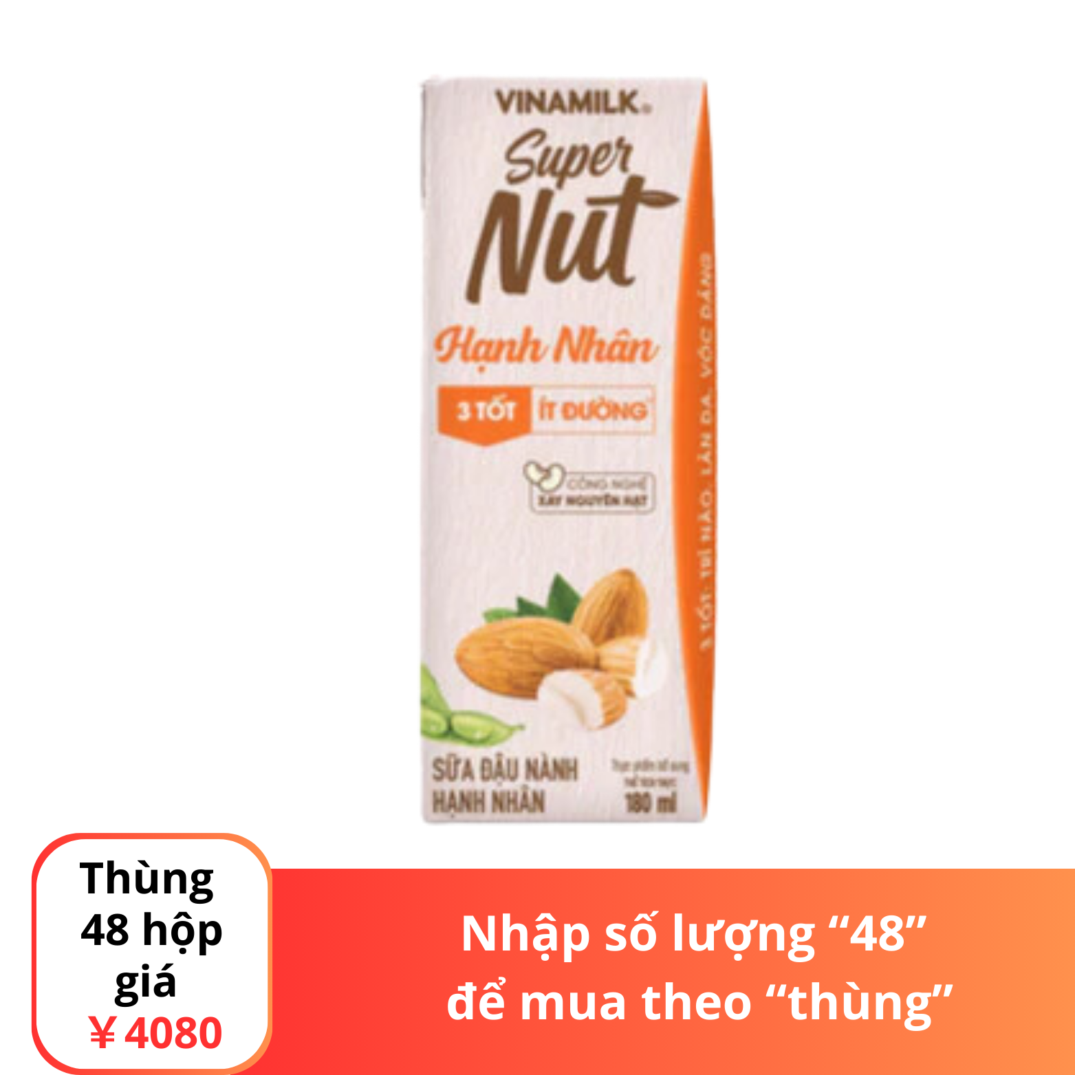 Sữa đậu nành hạnh nhân Vinamilk 180ml